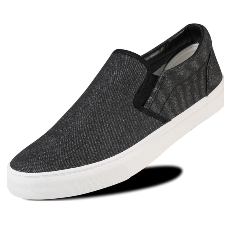 Rassivo Baskets Basses Classiques Slip-On pour Homme avec Semelle Souple | Denim Noir