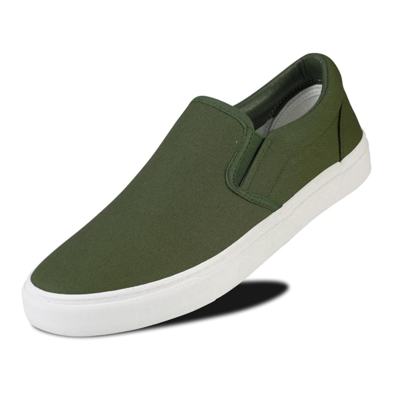 Rassivo Sneakers Basses Classiques Slip-On pour Homme avec Semelle Souple | Olive