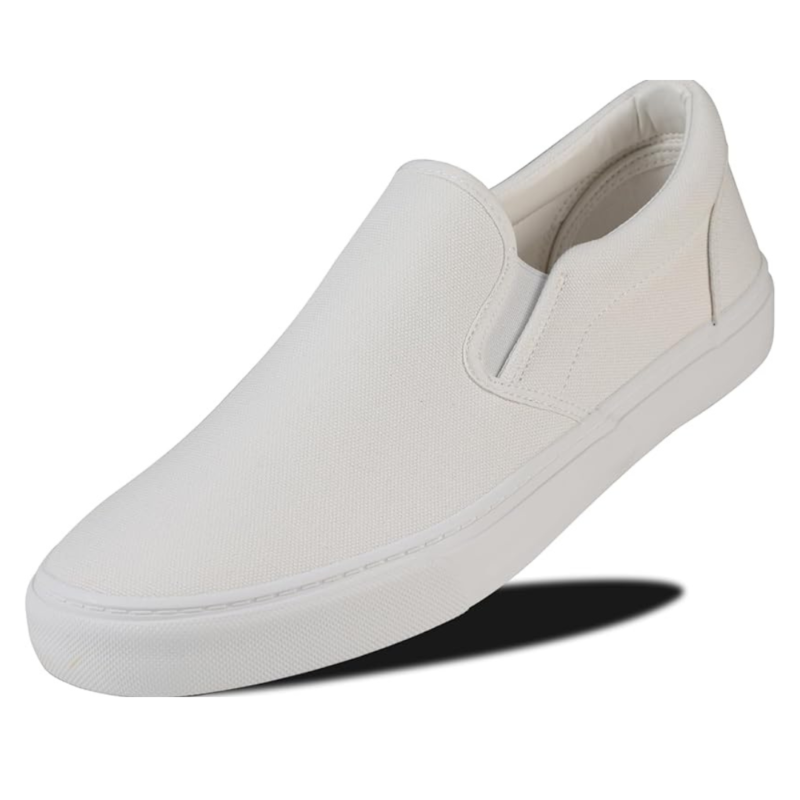 Rassivo Sneakers Basses Classiques Slip-On pour Homme avec Semelle Souple | Blanc