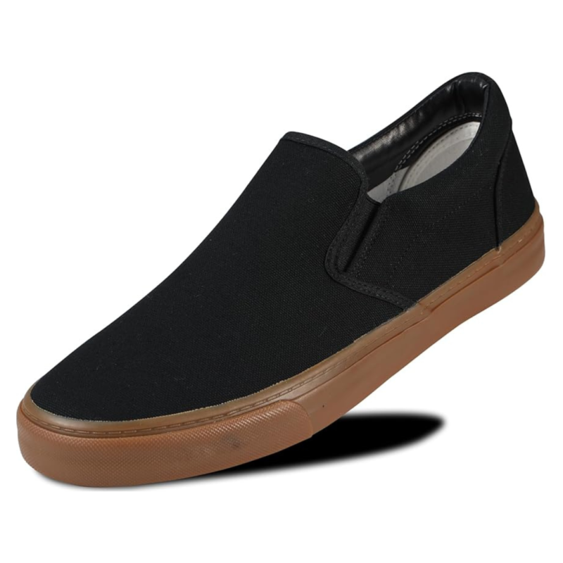 Rassivo Sneakers Basses Classiques Slip-On pour Homme avec Semelle Souple | Noir Gomme