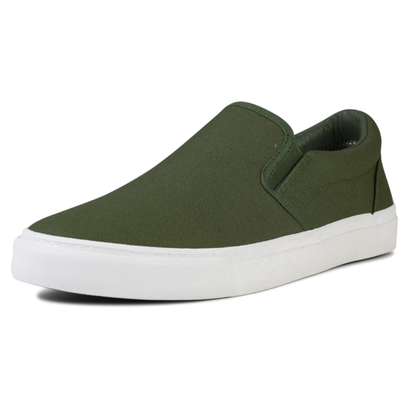 Rassivo Sneakers Basses Classiques Slip-On pour Homme avec Semelle Souple | Olive – Image 2