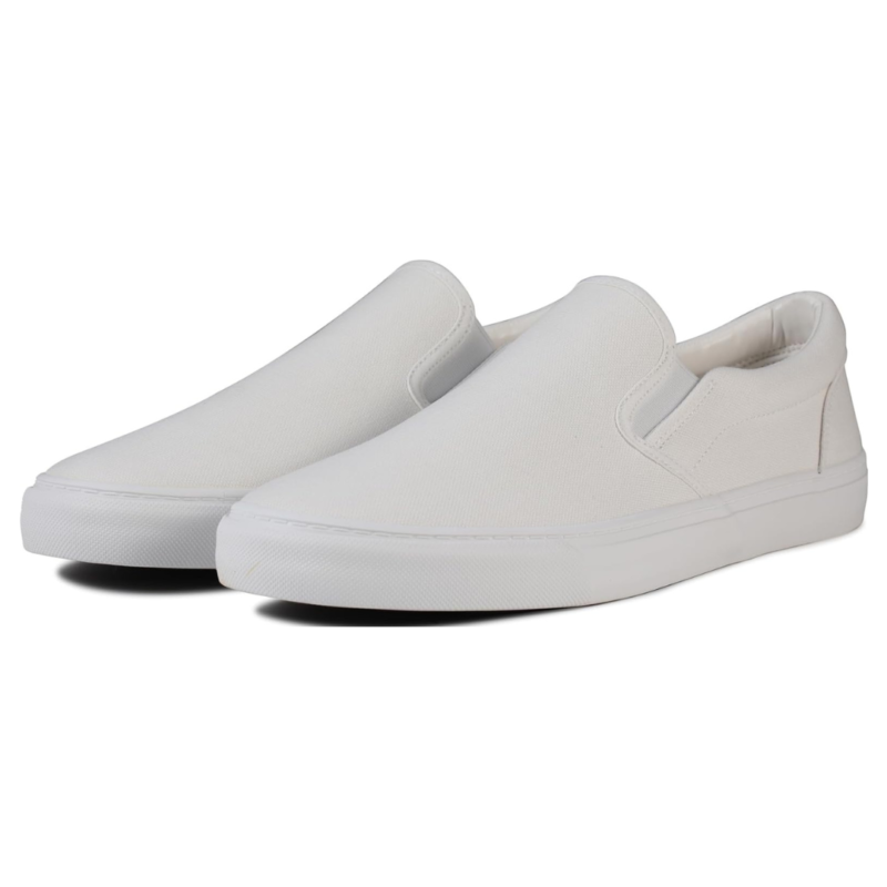 Rassivo Sneakers Basses Classiques Slip-On pour Homme avec Semelle Souple | Blanc – Image 3